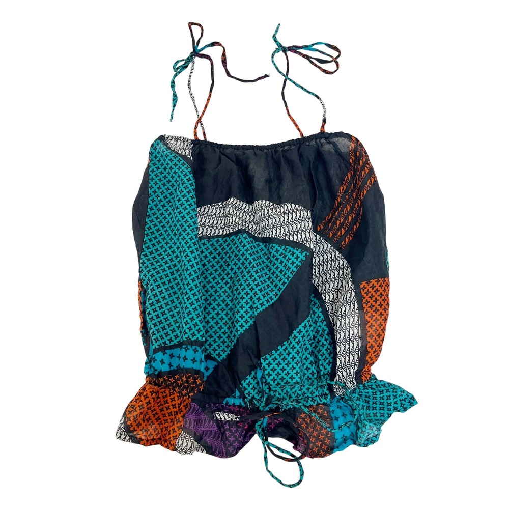 Y2K Rip Curl Prairie Patchwork Tank Top Beachy Boho Surf‎ Indie - Size XS